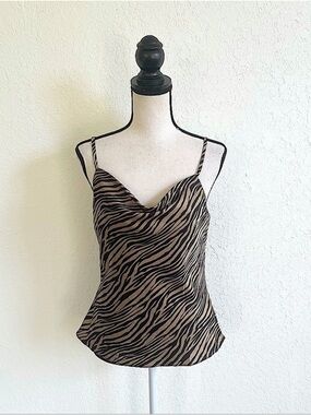 OLM Brown Zebra Print Cowl Neck Camisole